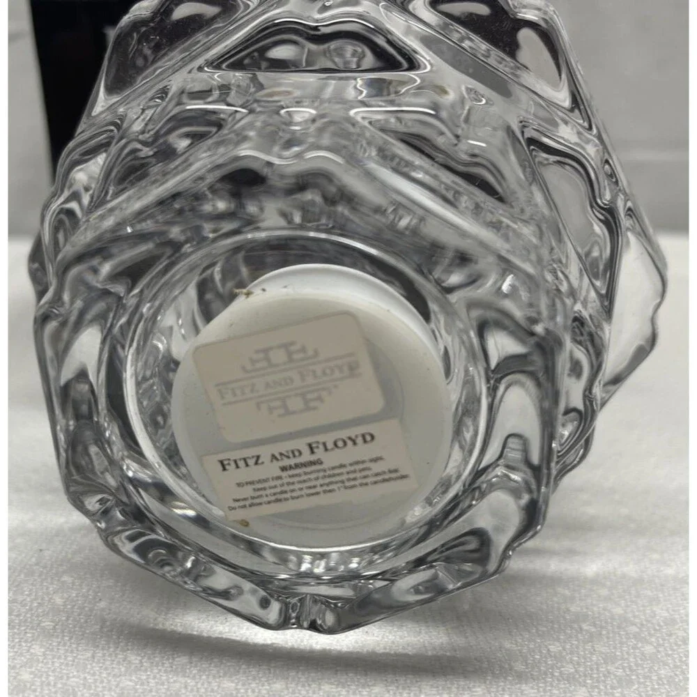Fitz and Floyd Fairmont Glass Votive Tea Light Barrel Candle Holder w/Box